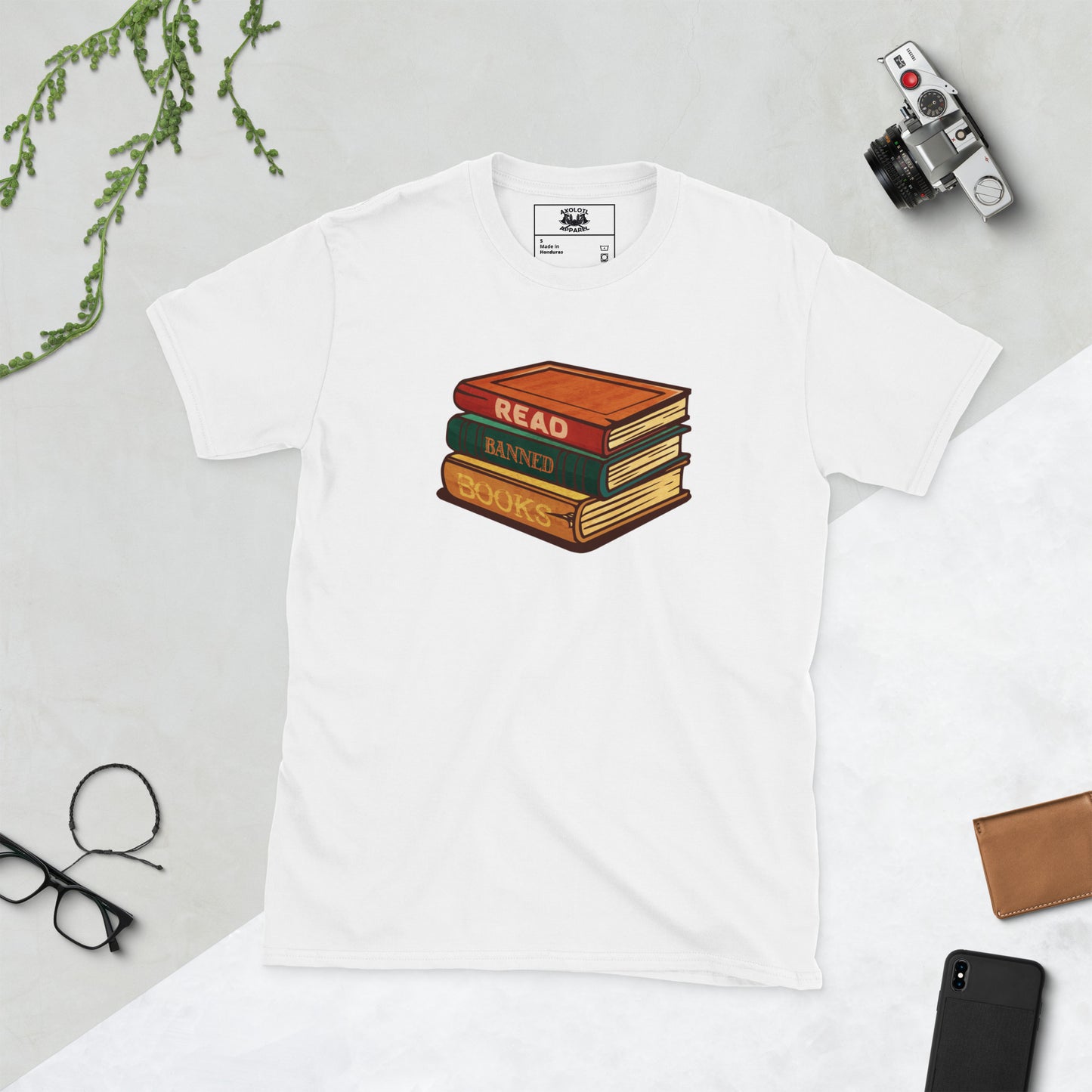 read banned books short sleeve unisex t-shirt white flat