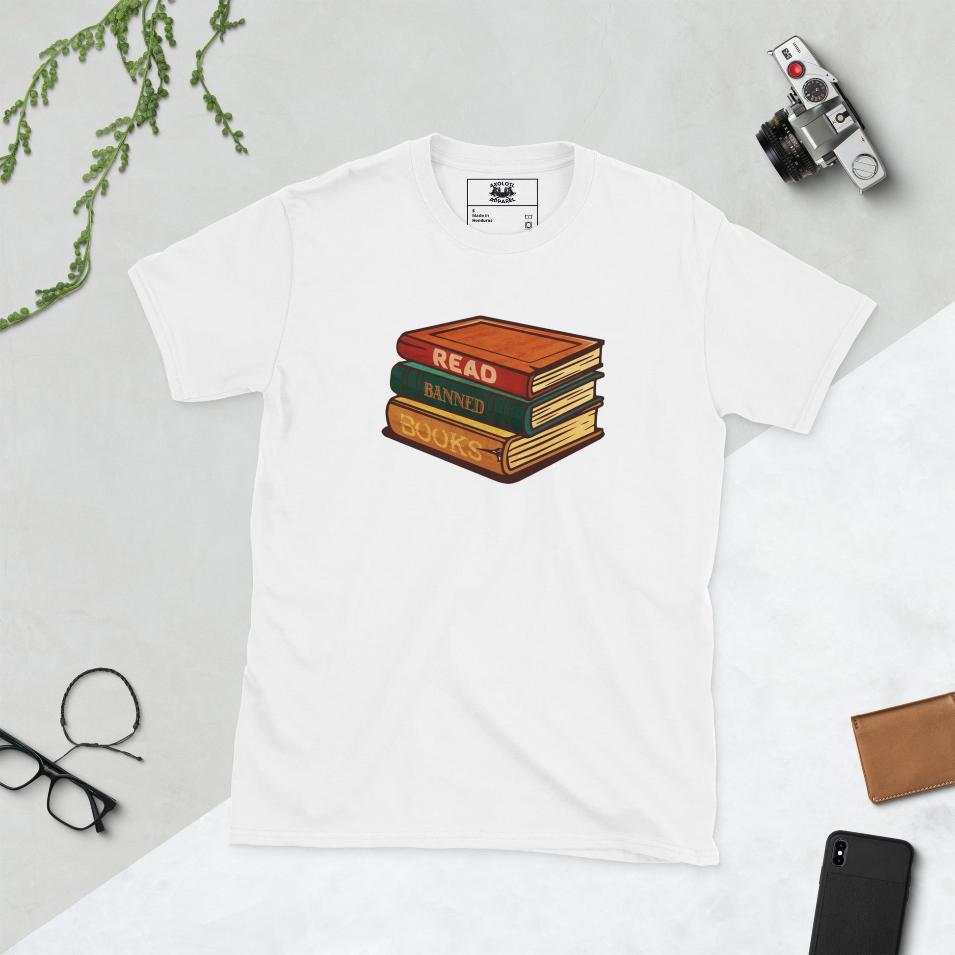 read banned books short sleeve unisex t-shirt white flat