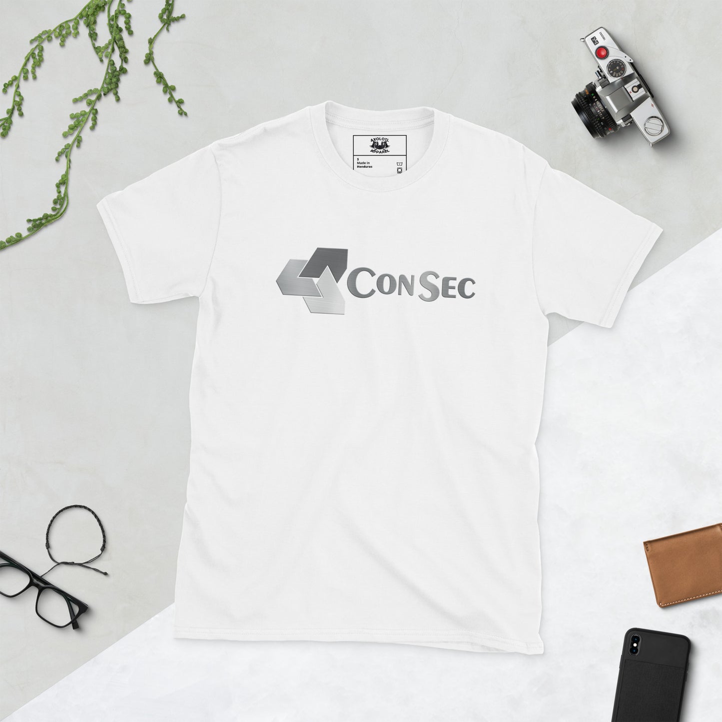 consec short sleeve unisex t-shirt white flat