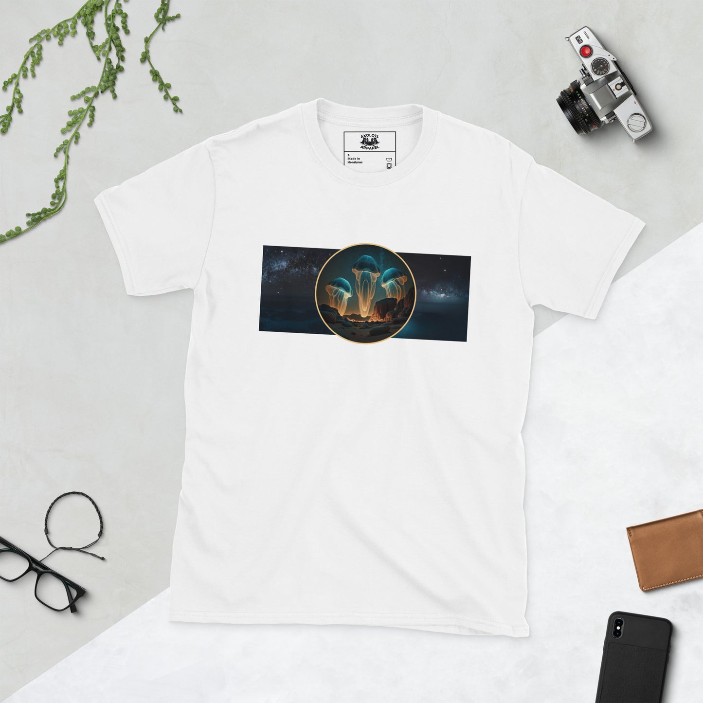 JellyFOs short sleeve unisex t-shirt white flat