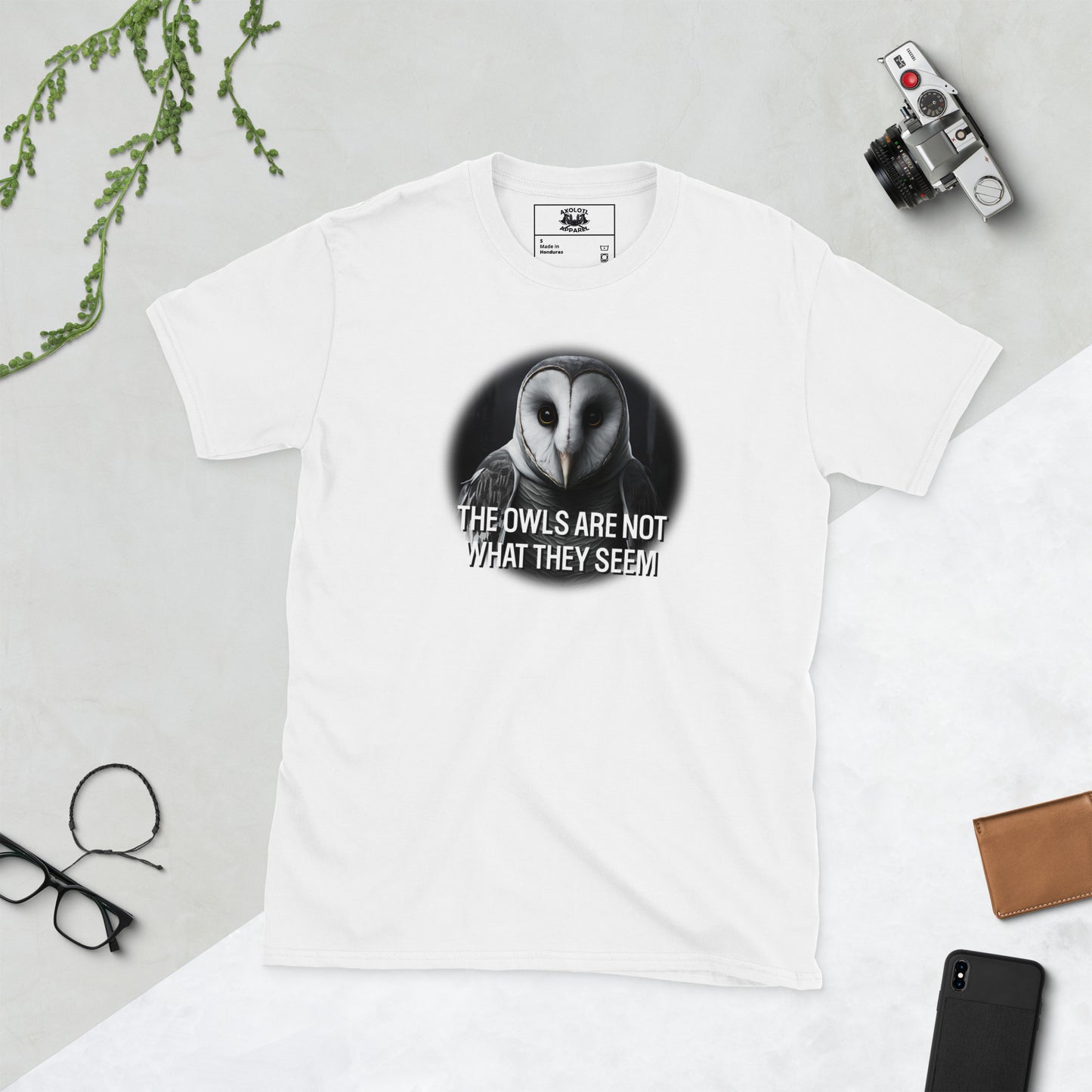 The Owls Are Not What They Seem Short-Sleeve Unisex T-shirt White Flat