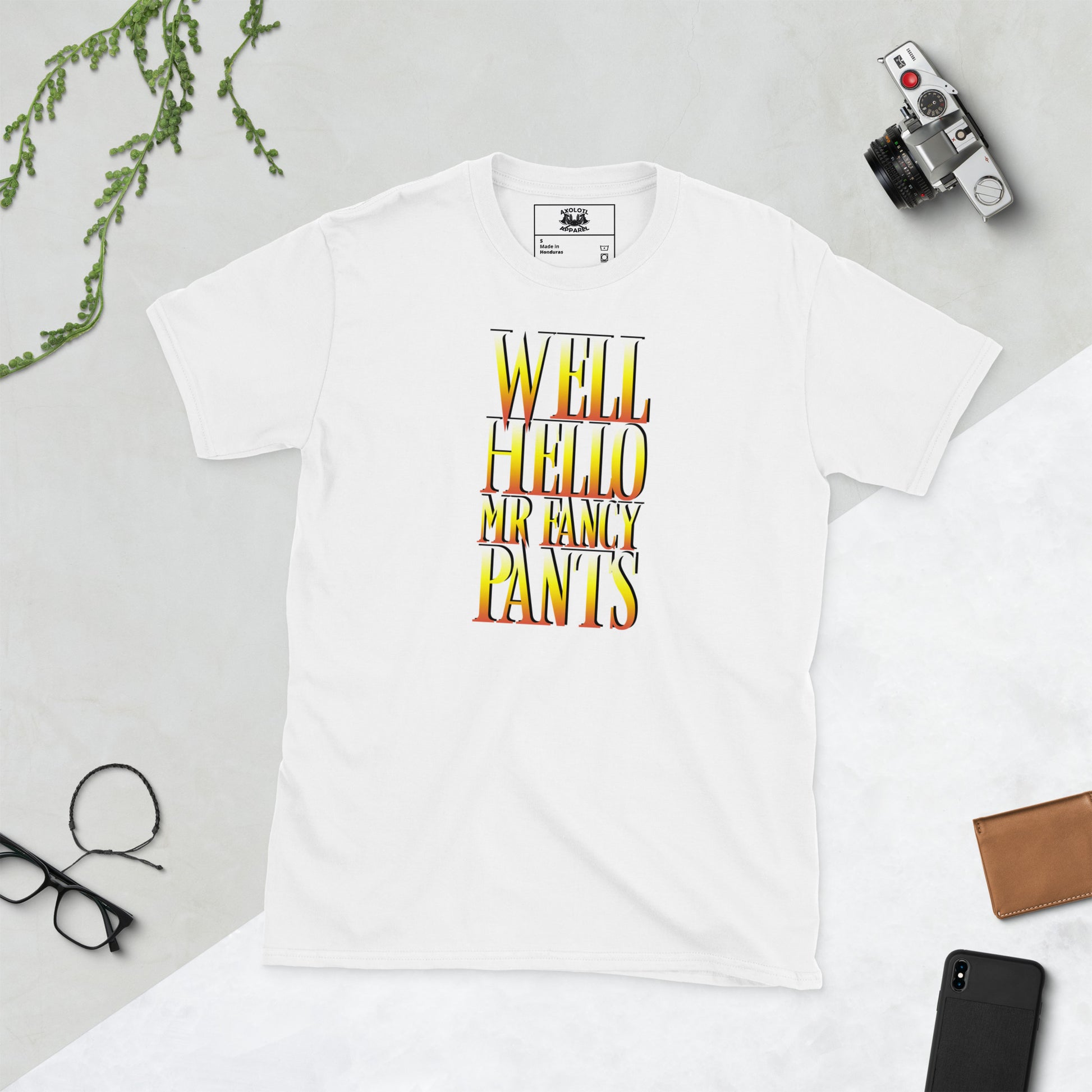 Well Hello Mr Fancy Pants Short-sleeve Unisex T-shirt White Flat