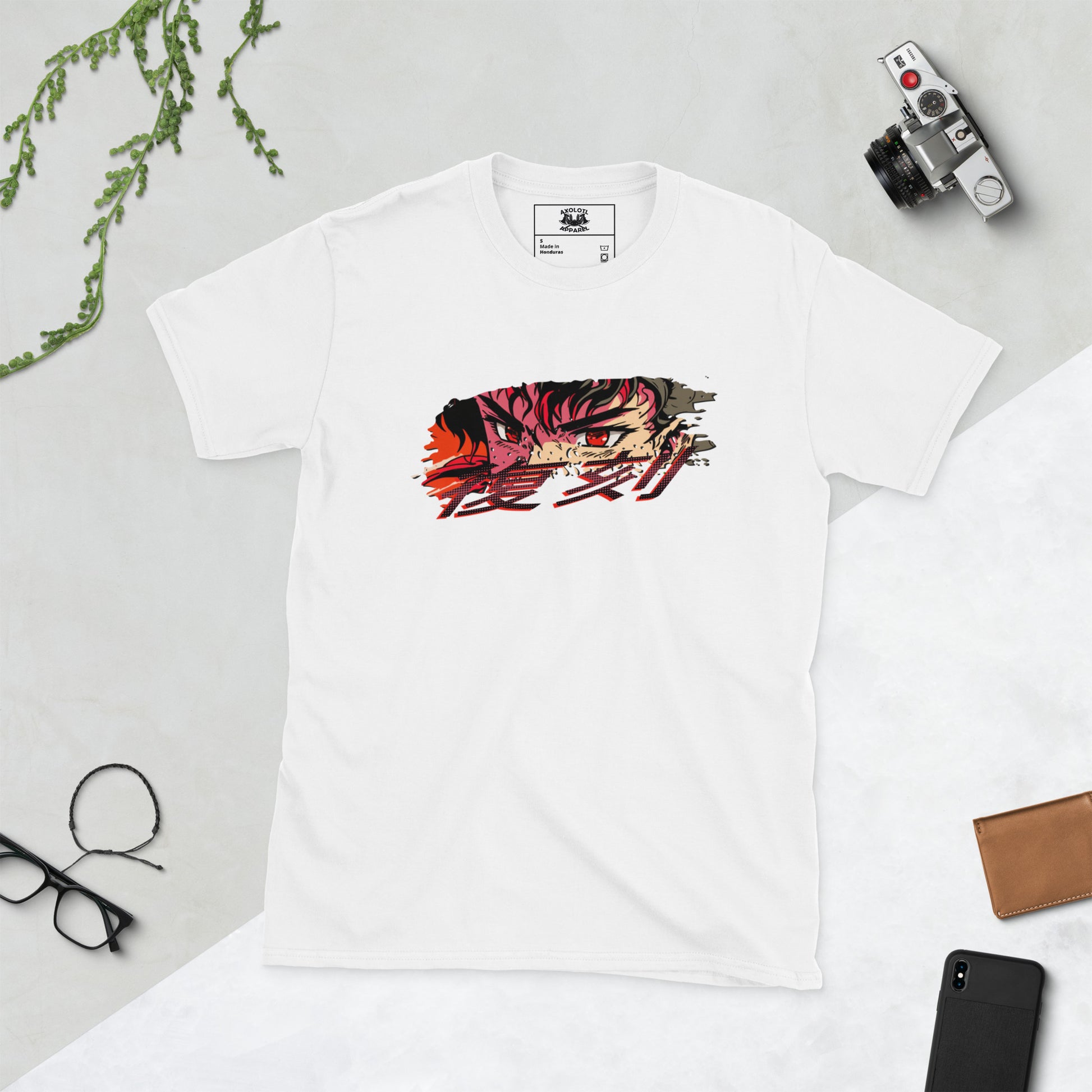 Retro Anime Short-Sleeve Unisex T-shirt White Flat