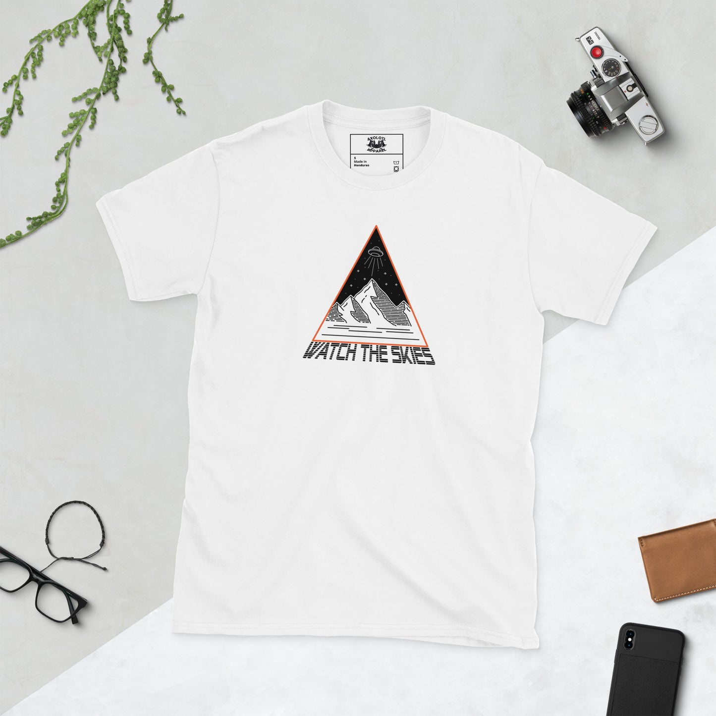 Watch The Skies Short-sleeve Unisex T-shirt White Flat