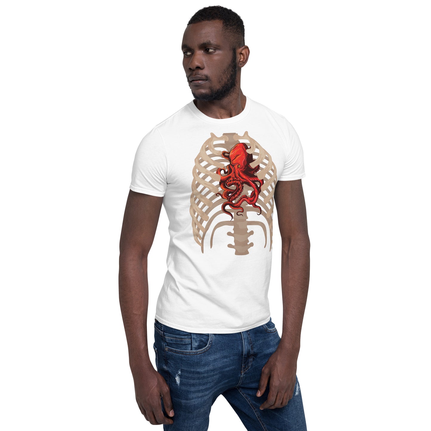 octopus heart short sleeve unisex t-shirt white mockup