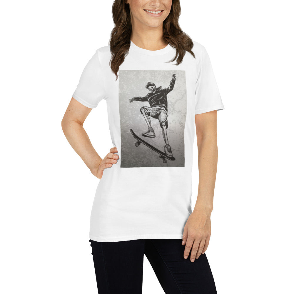 skeleboarder short sleeve unisex t-shirt white mockup