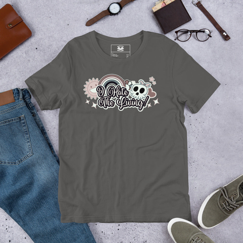 I Hate the Living Grey Unisex Adult T-shirt from Axolotl Apparel
