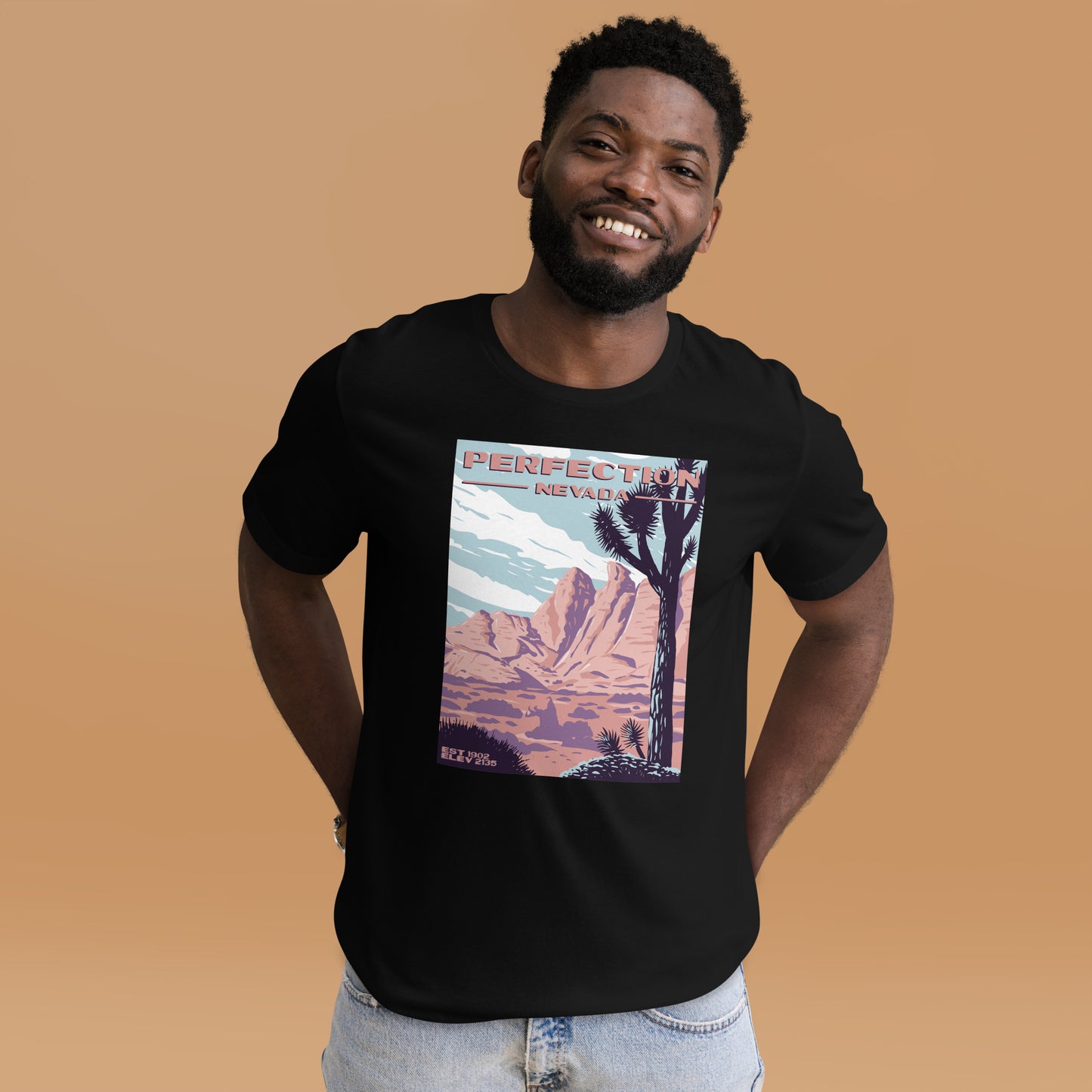 Perfection, Nevada short sleeve unisex t-shirt black mockup