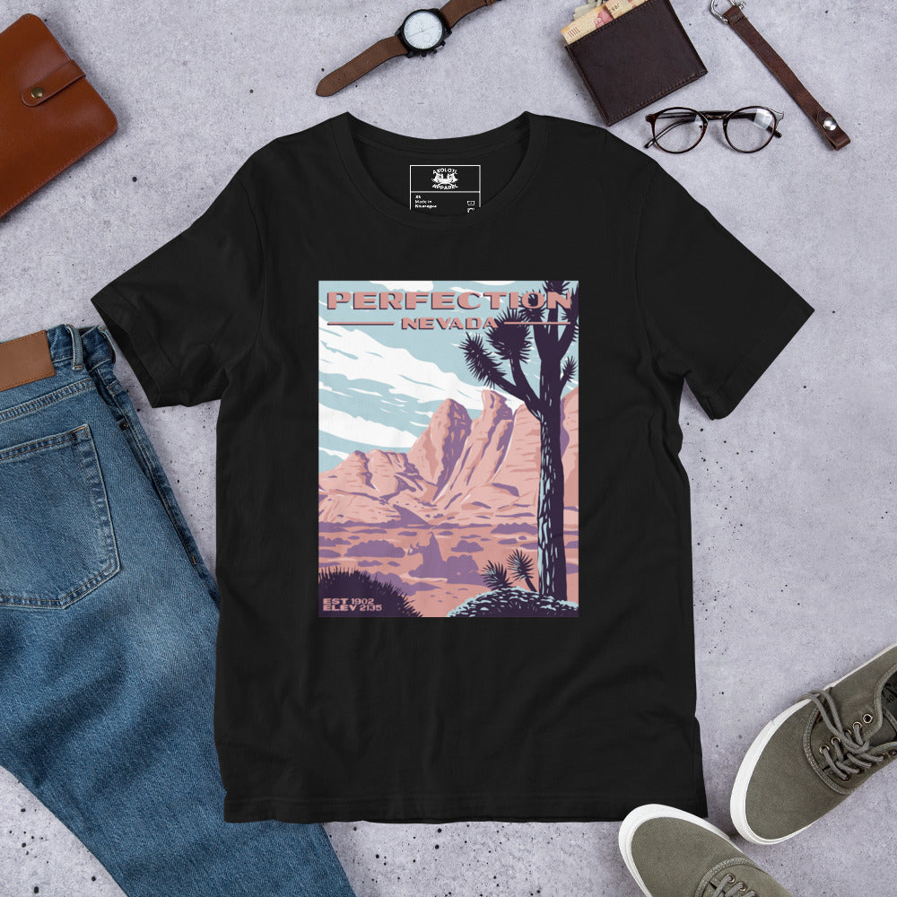 Perfection, Nevada short sleeve unisex t-shirt black flat