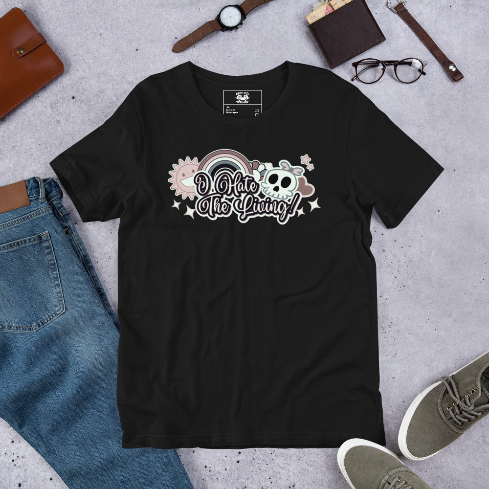 I Hate the Living Black Unisex Adult T-shirt from Axolotl Apparel
