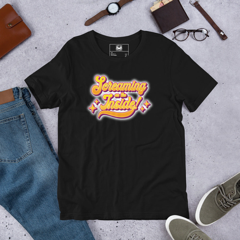 Screaming on the Inside Short-sleeve Unisex T-shirt Black Flat