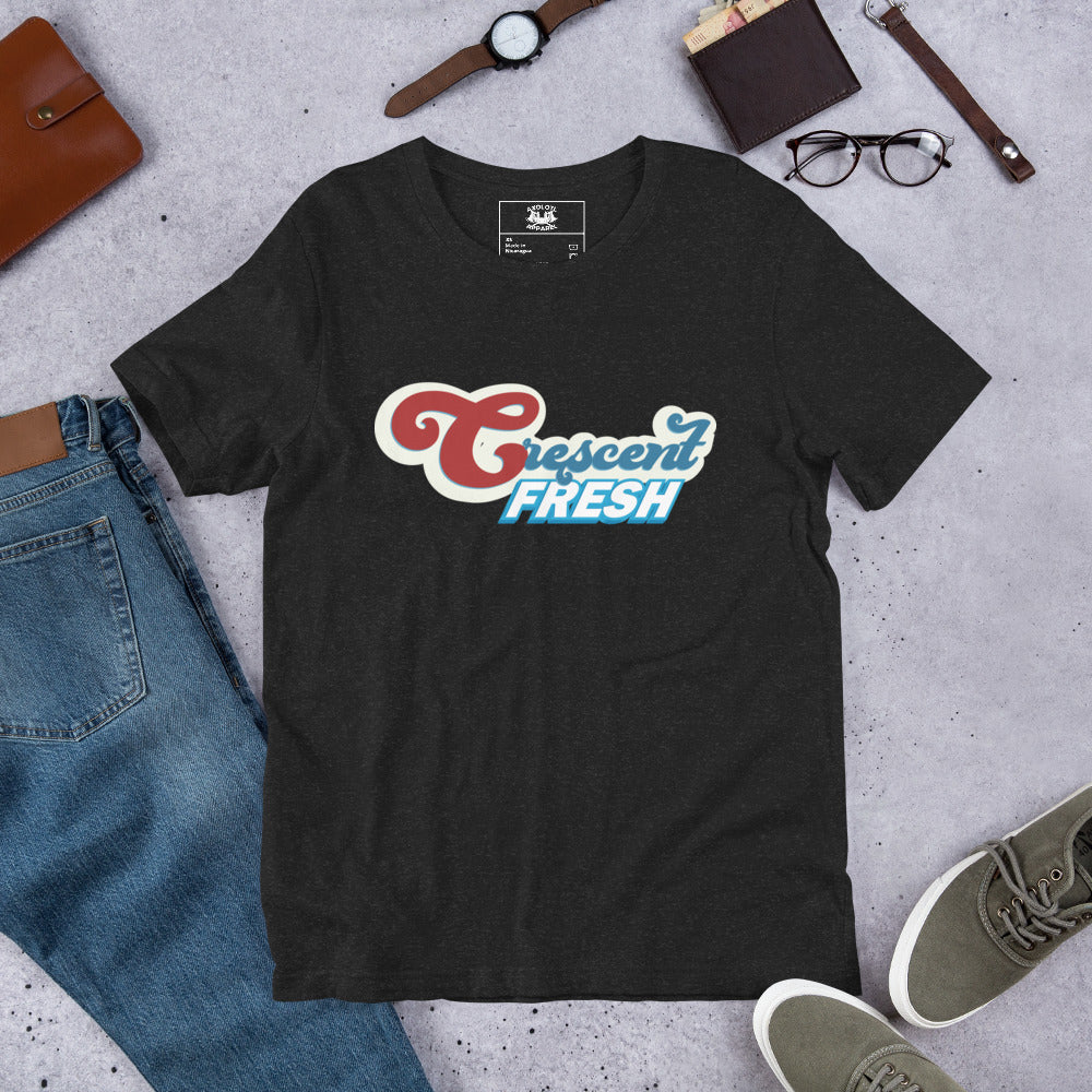 Crescent Fresh Short-sleeve Unisex T-shirt Heather Black Flat
