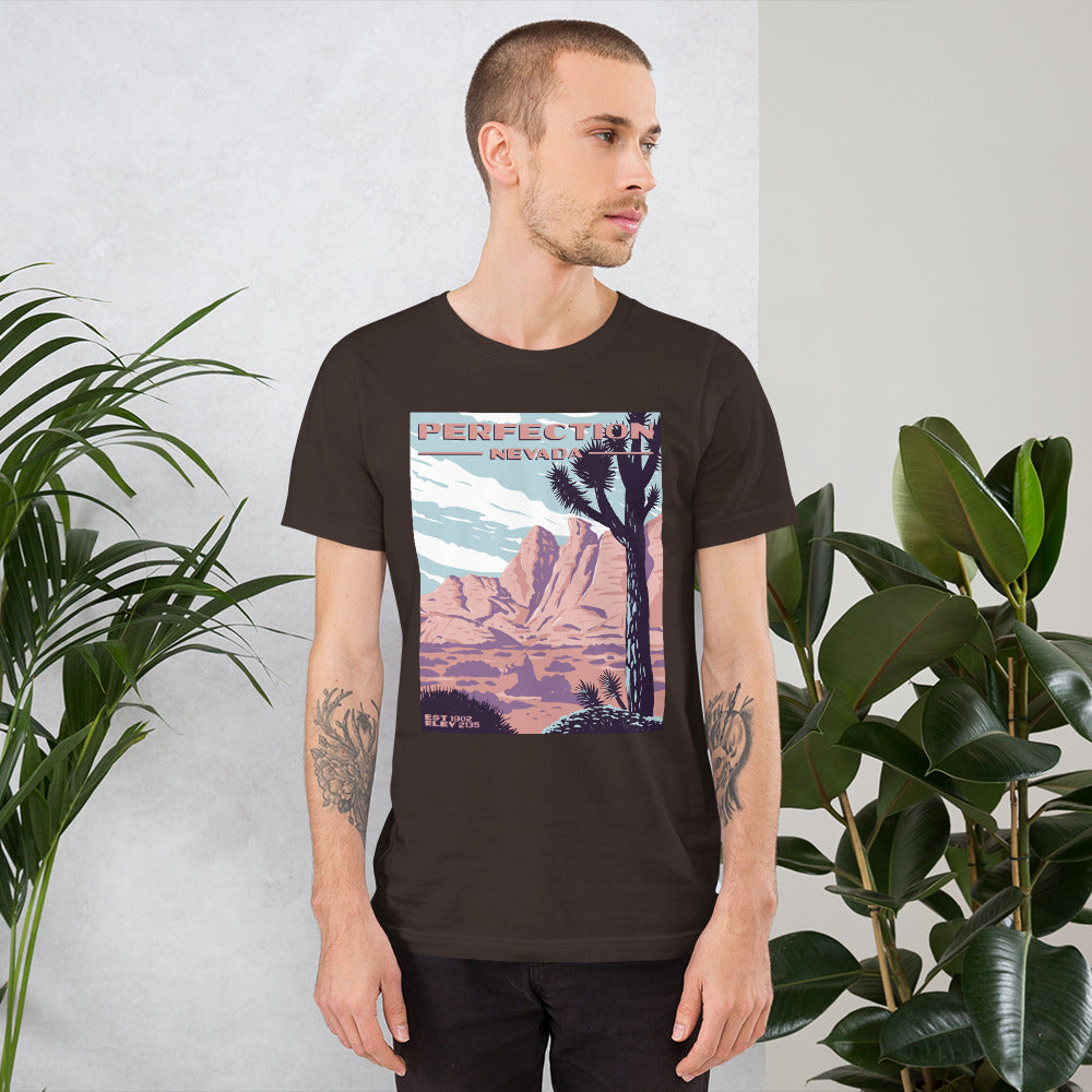Perfection, Nevada short sleeve unisex t-shirt brown mockup