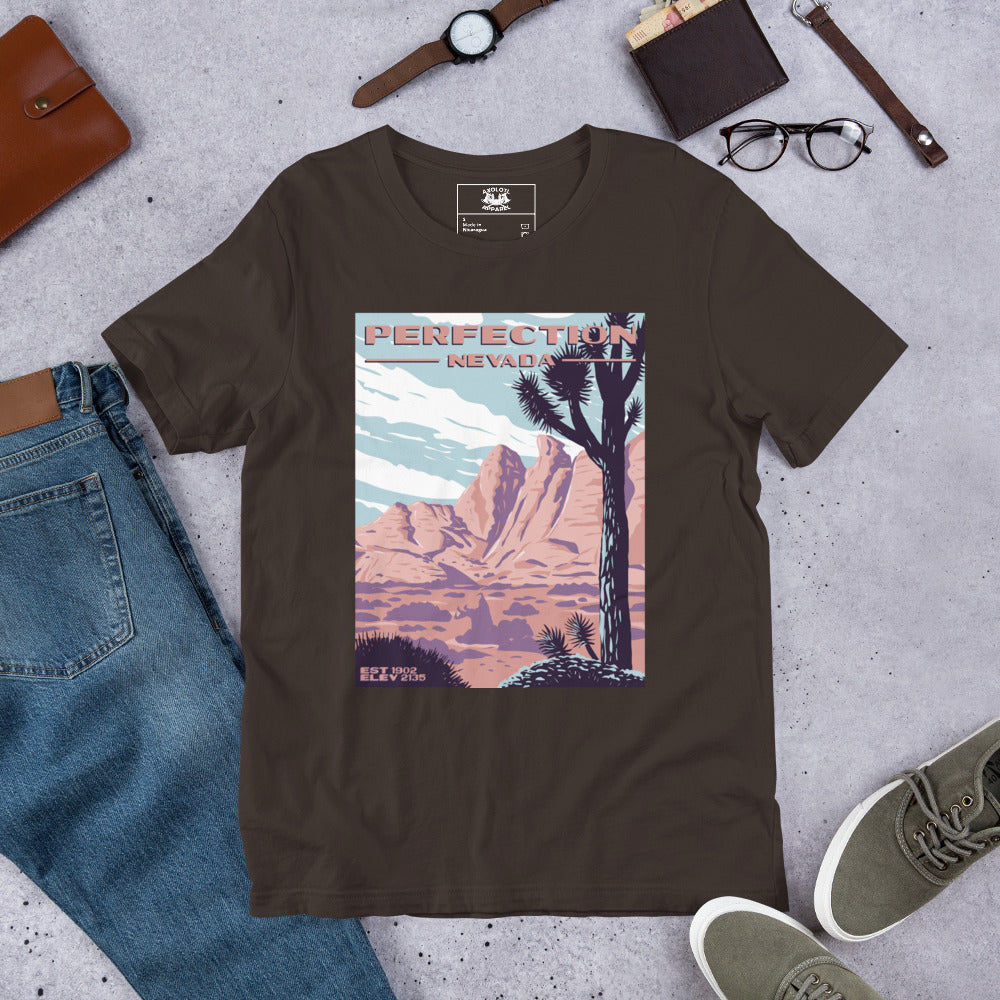 Perfection, Nevada short sleeve unisex t-shirt brown flat