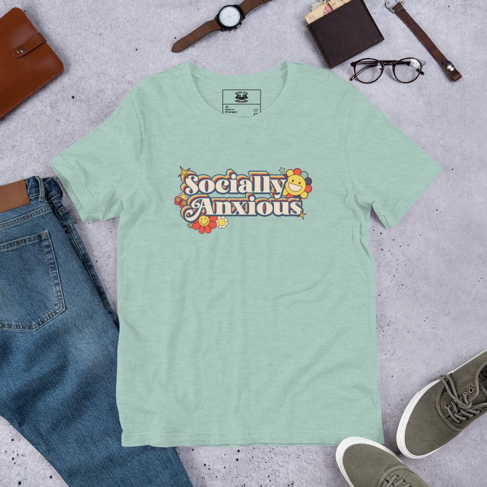 Socially Anxious Short-sleeve Unisex T-shirt Dusty Blue Flat