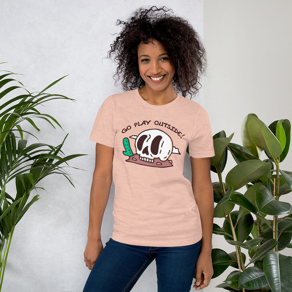 Go Play Outside Short-Sleeve Unisex T-shirt Peach Mockup
