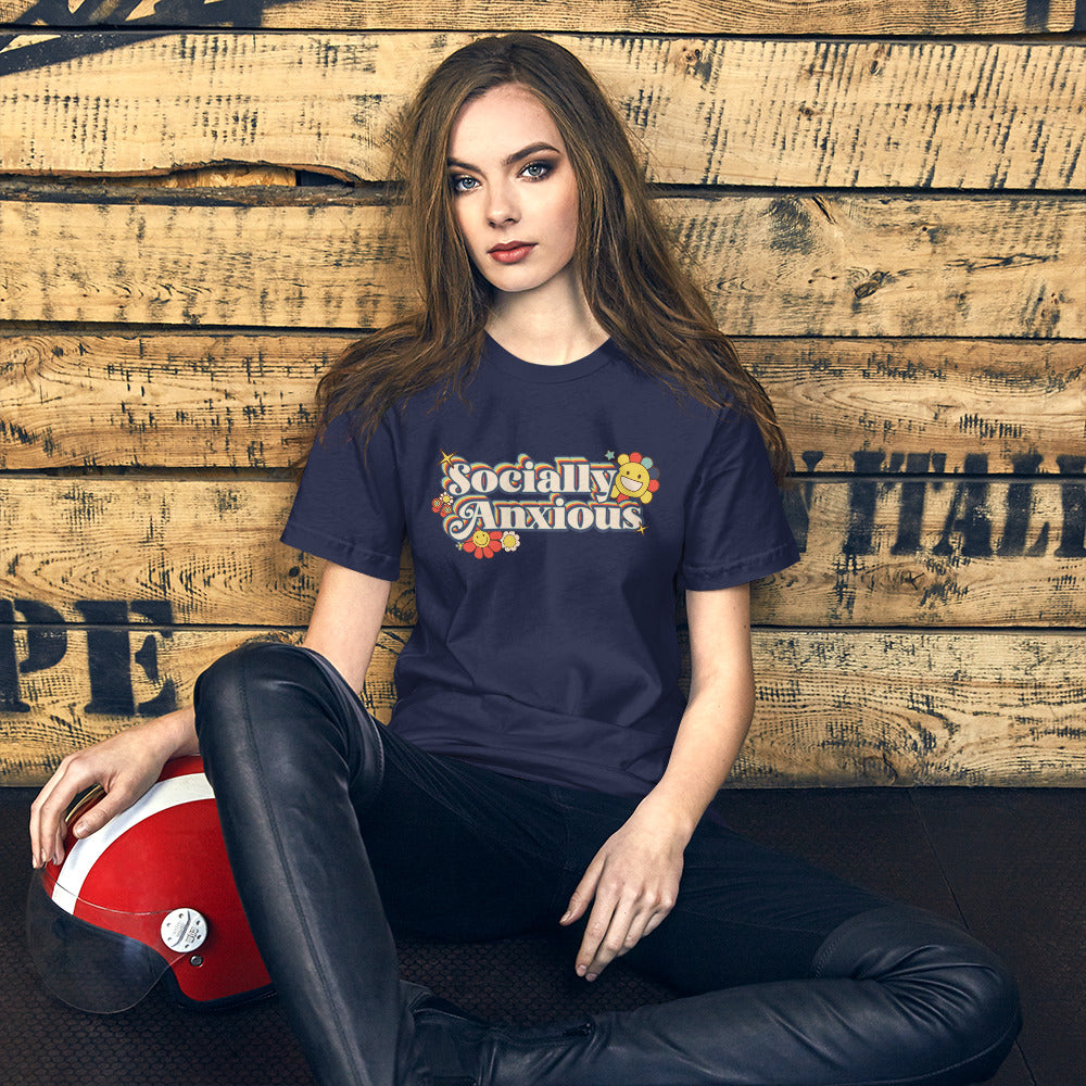 Socially Anxious Short-sleeve Unisex T-shirt Navy Mockup