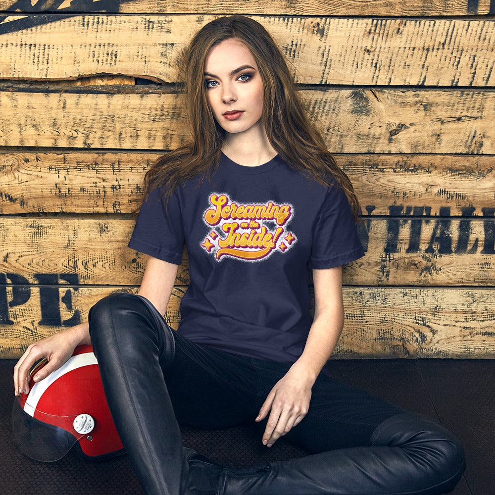 Screaming on the Inside Short-sleeve Unisex T-shirt Navy Mockup