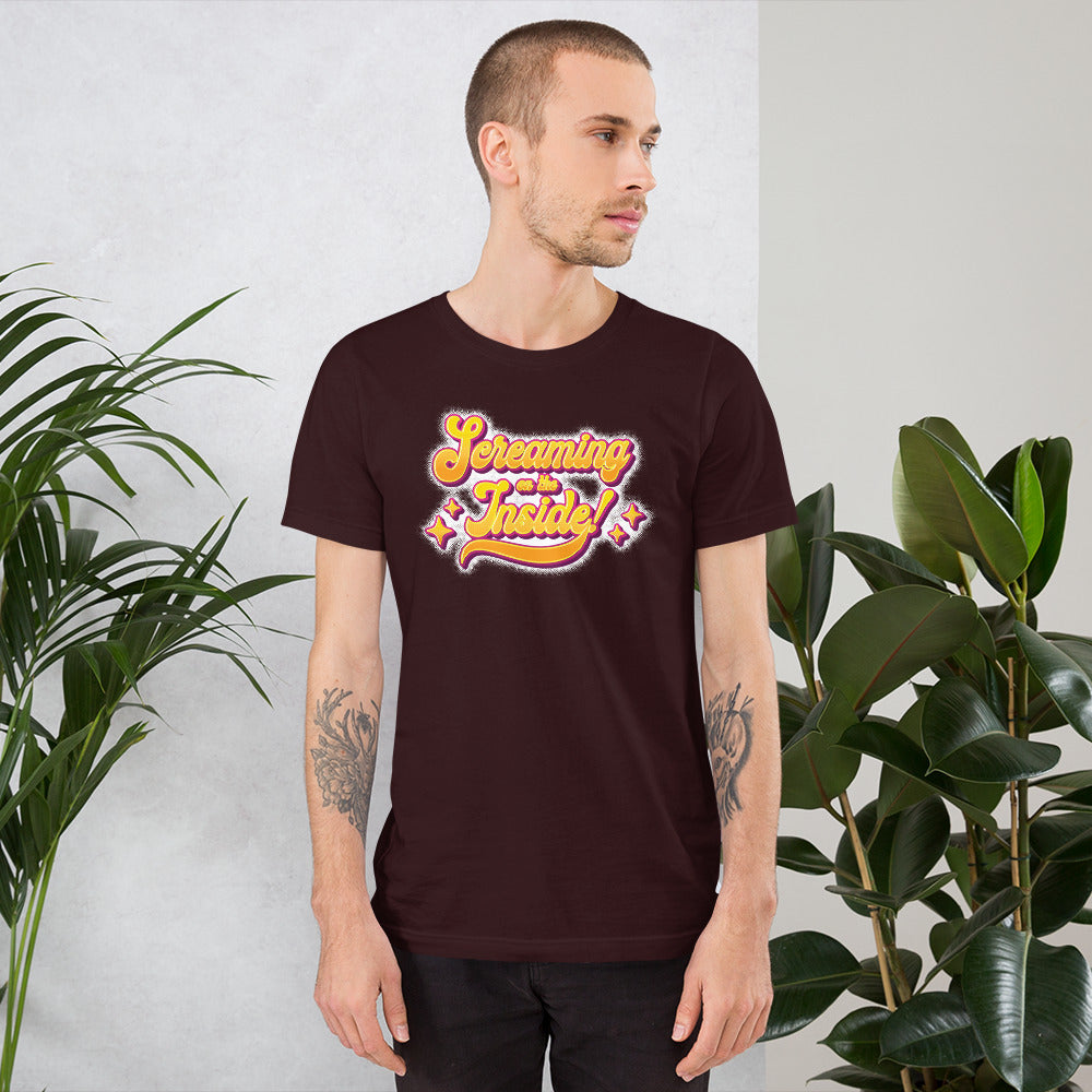 Screaming on the Inside Short-sleeve Unisex T-shirt Oxblood Mockup