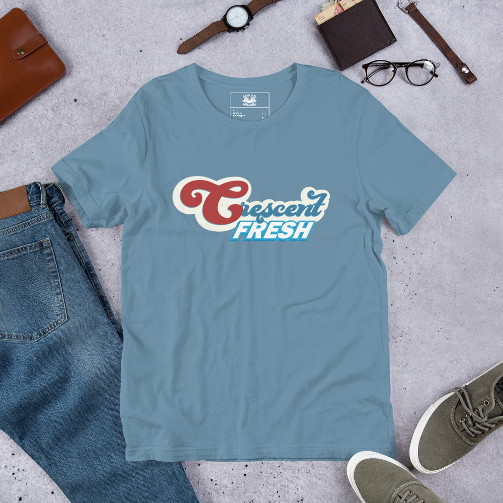 Crescent Fresh Short-sleeve Unisex T-shirt Light Blue Flat