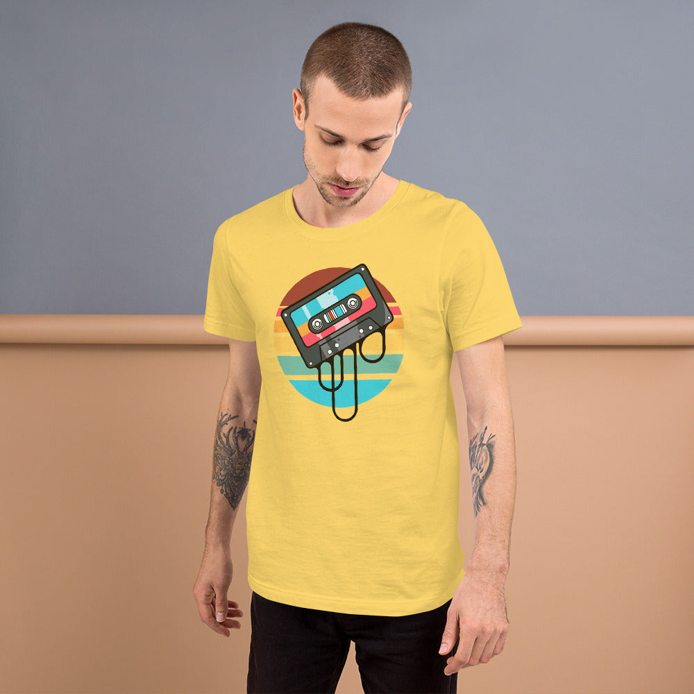 oozing nostalgia short sleeve unisex t-shirt yellow mockup
