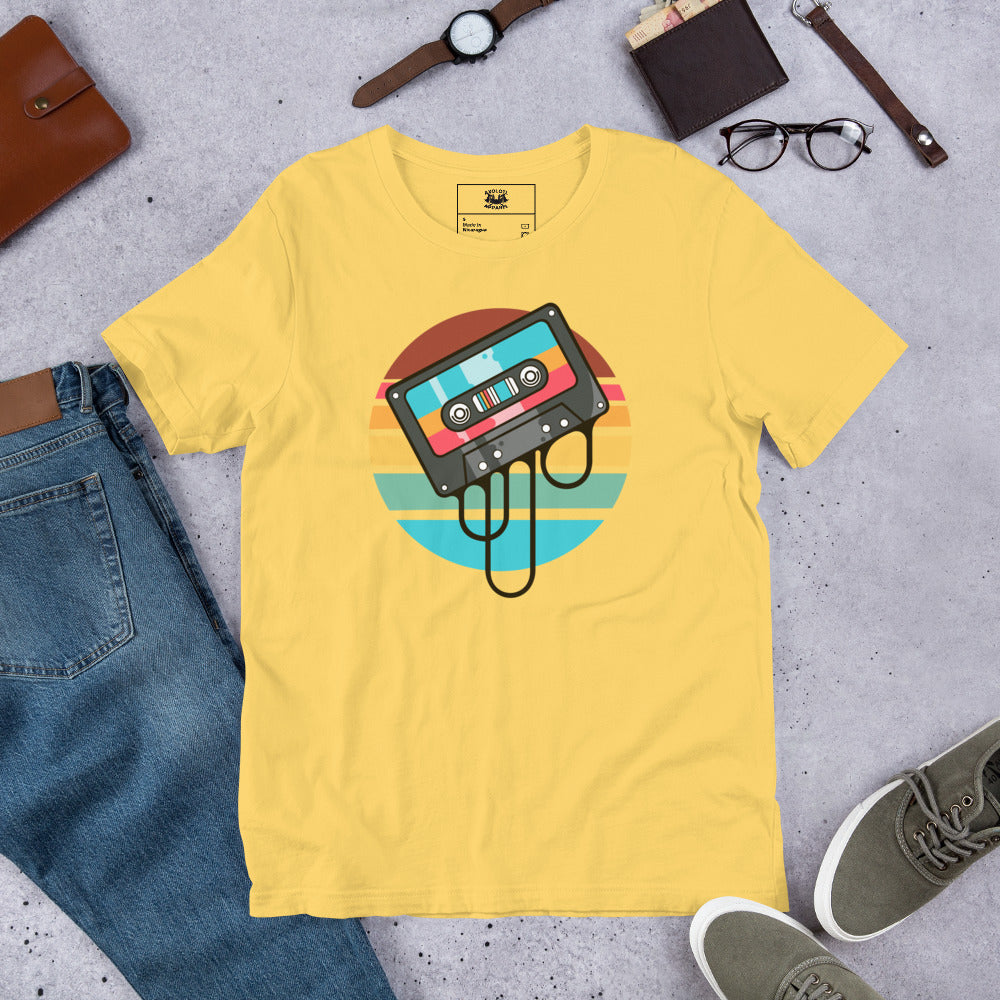 oozing nostalgia short sleeve unisex t-shirt yellow flat