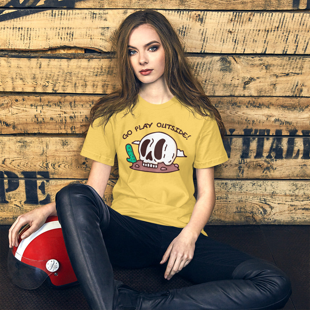 Go Play Outside Short-Sleeve Unisex T-shirt Yellow Mockup