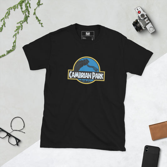 Cambrian Park - Opabinia Edition Unisex Short Sleeve T-shirt black flat