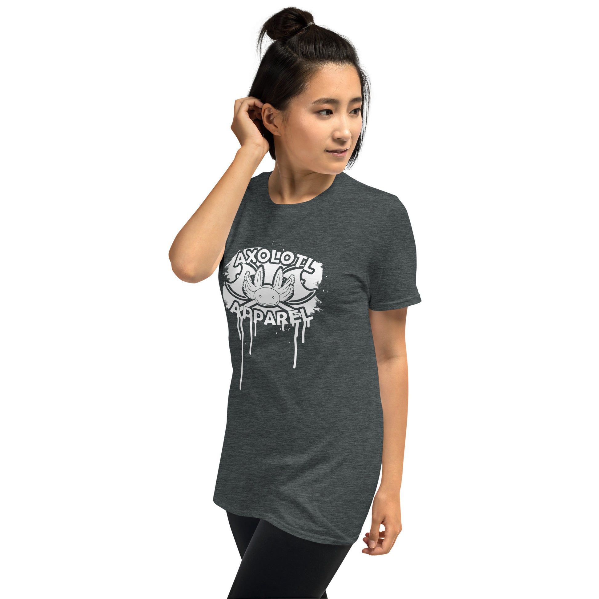 Axolotl-apparel-spatter-logo_Short-sleeve_Unisex_T-shirt_Grey_Mockup