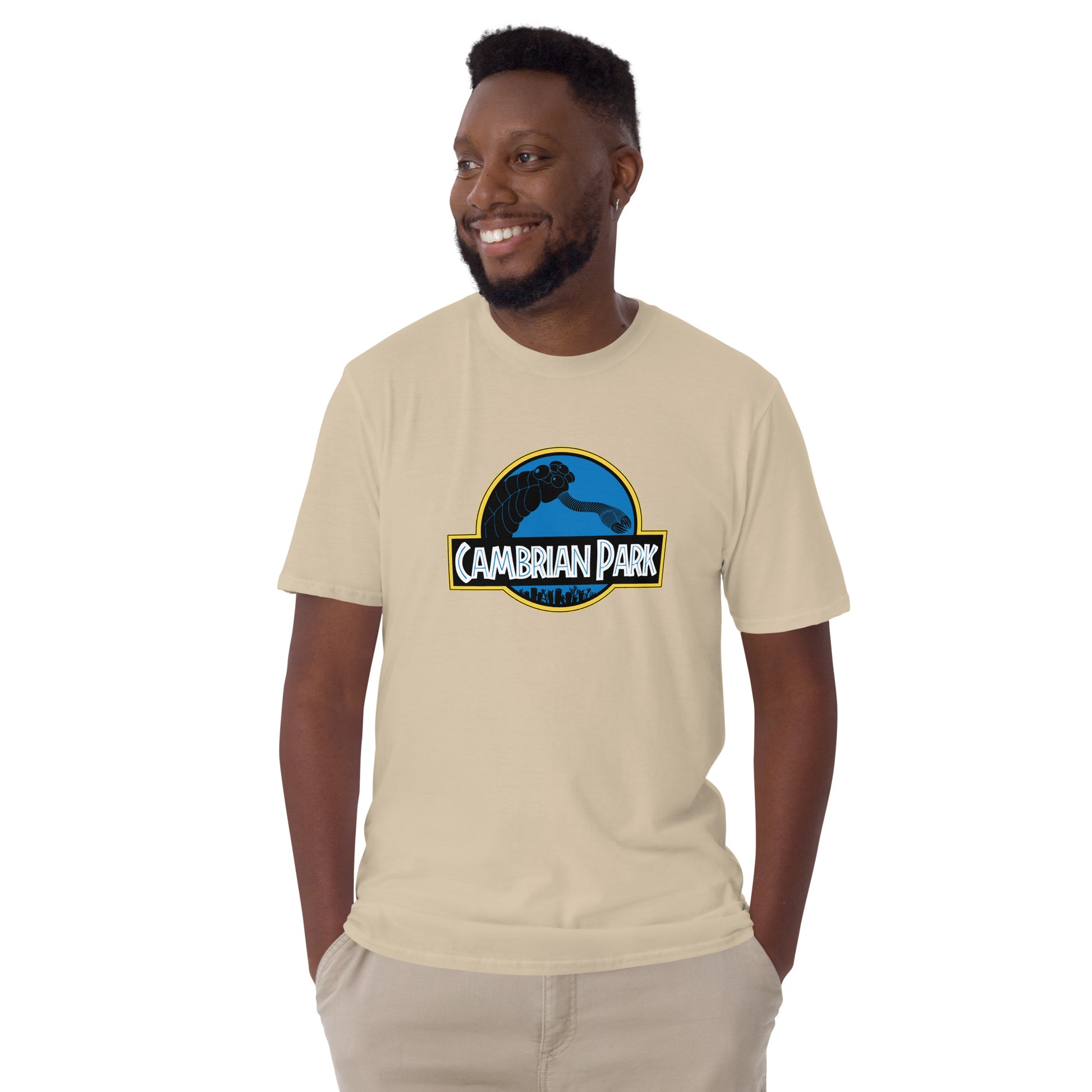 Cambrian Park - Opabinia Edition Unisex Short Sleeve T-shirt sand mockup