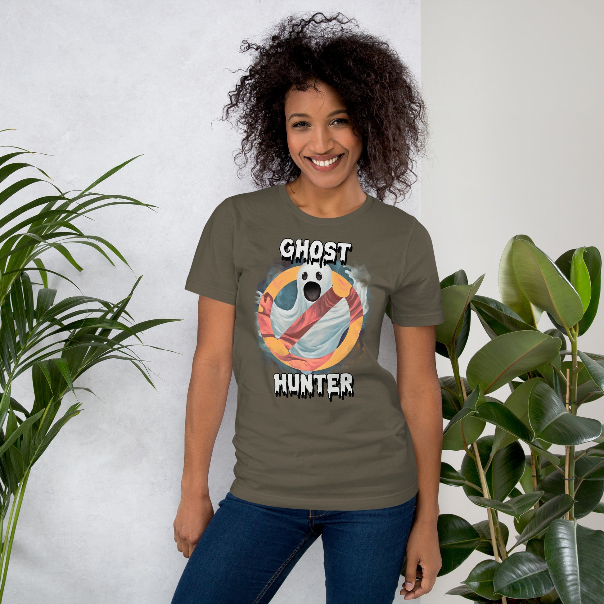 Ghost Hunter Short Sleeve Unisex T-shirt Army Mockup
