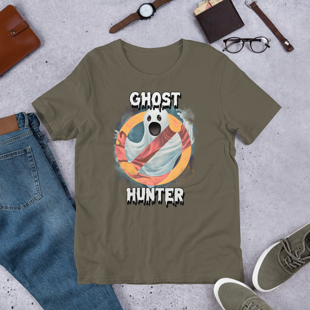Ghost Hunter Short Sleeve Unisex T-shirt Army Flat