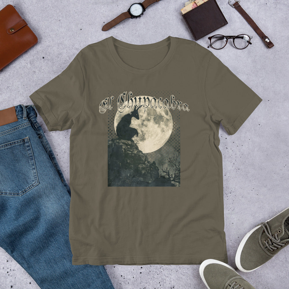 Chupacabra By Moonlight Short Sleeve Unisex T-shirt Army Flat