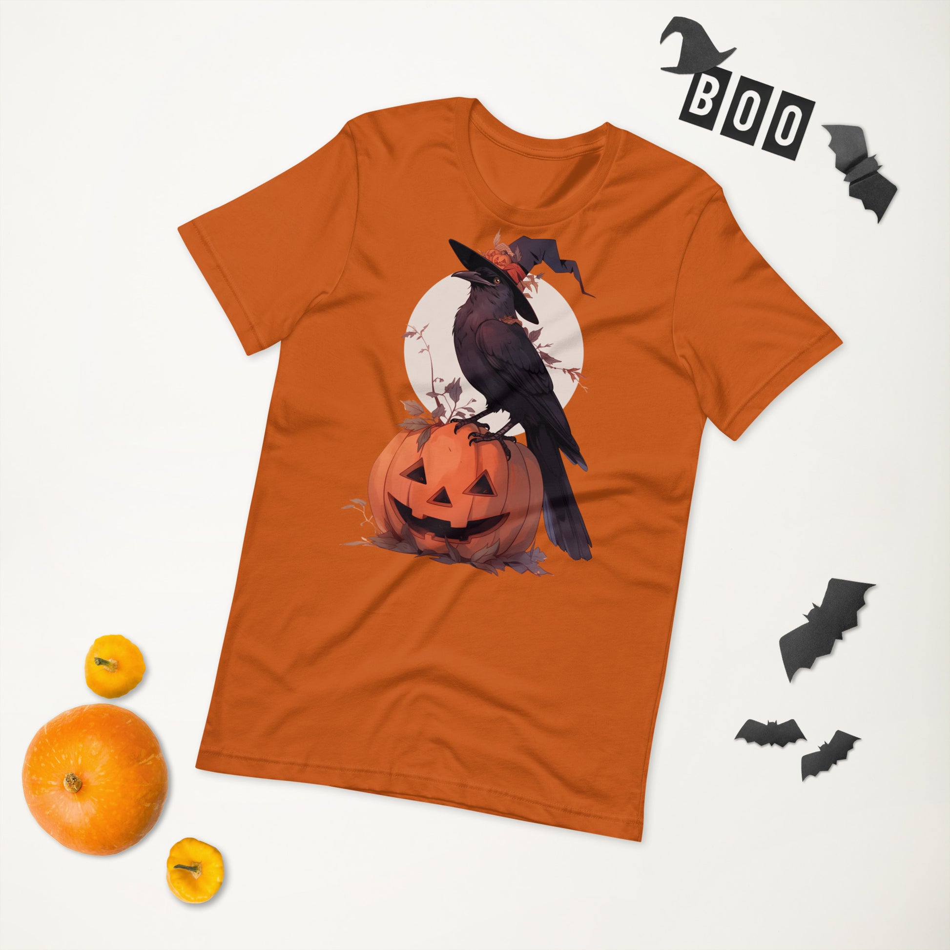 HallowRaven short sleeve unisex t-shirt orange flat