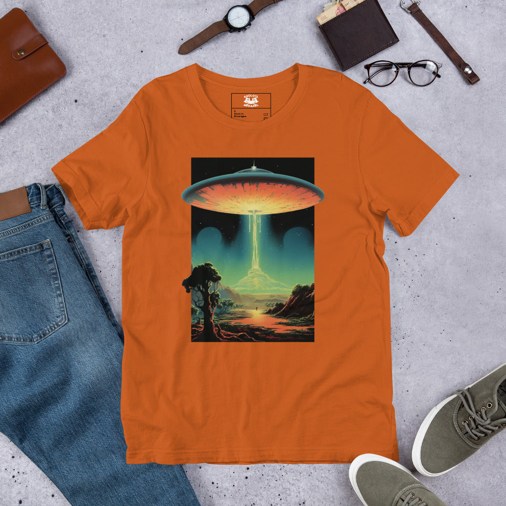 Bakshi_UFO_Short-sleeve_Unisex_T-shirt_Orange_Flat
