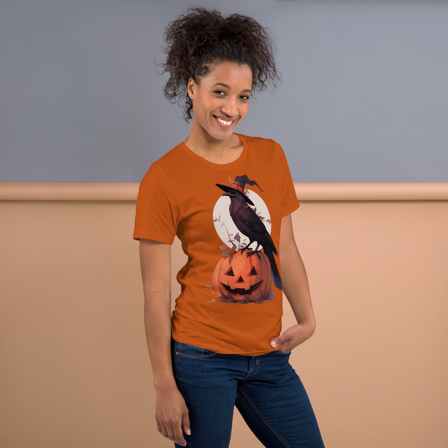 HallowRaven short sleeve unisex t-shirt orange mockup