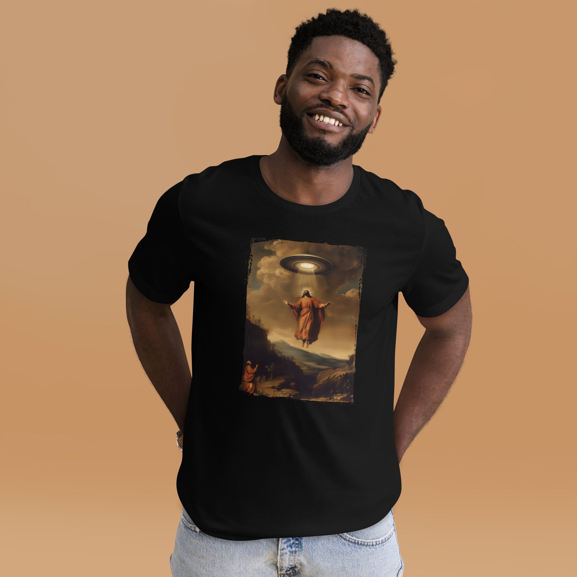 Jesus Ascending Short-sleeve Unisex T-shirt Black Mockup