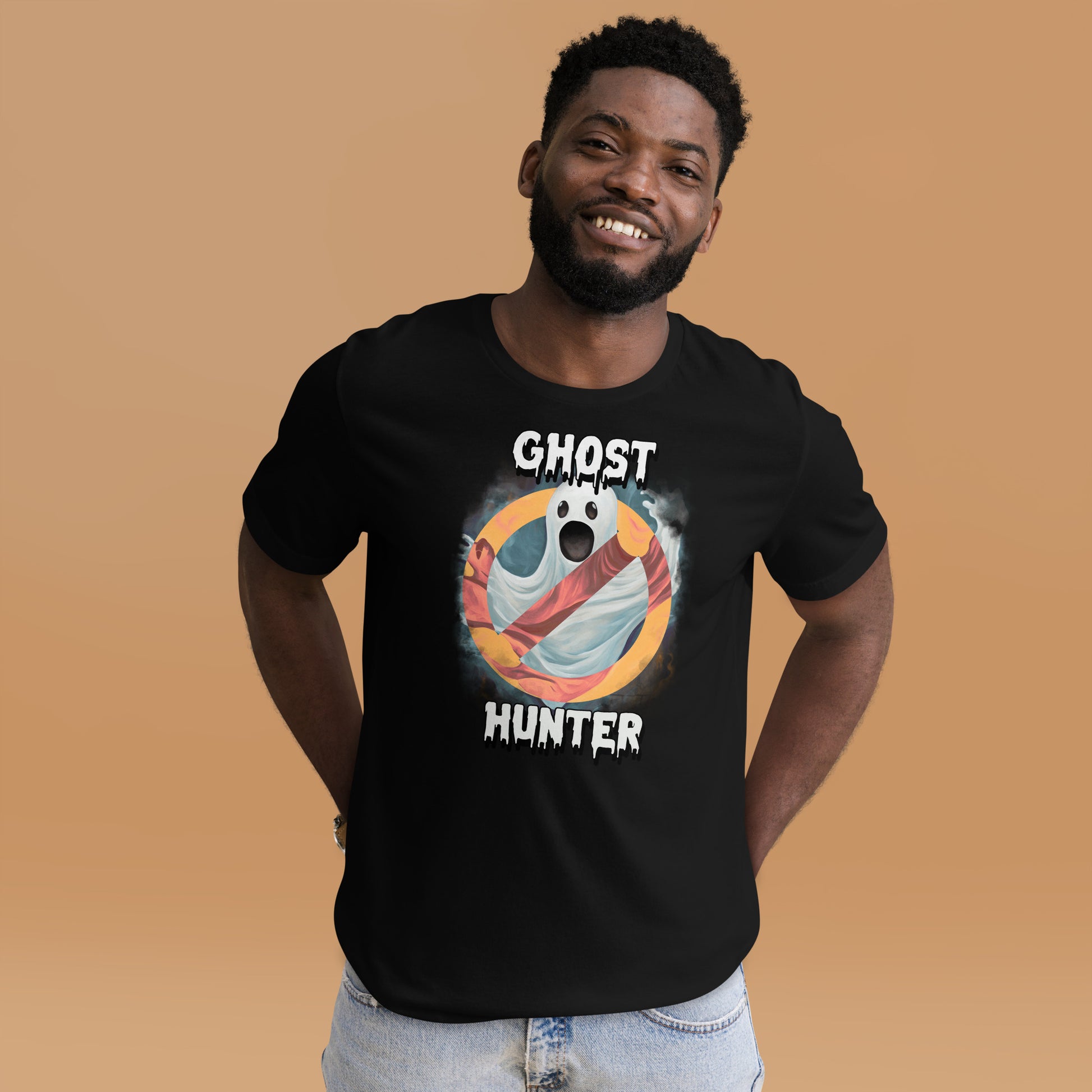 Ghost Hunter Short Sleeve Unisex T-shirt Black Mockup
