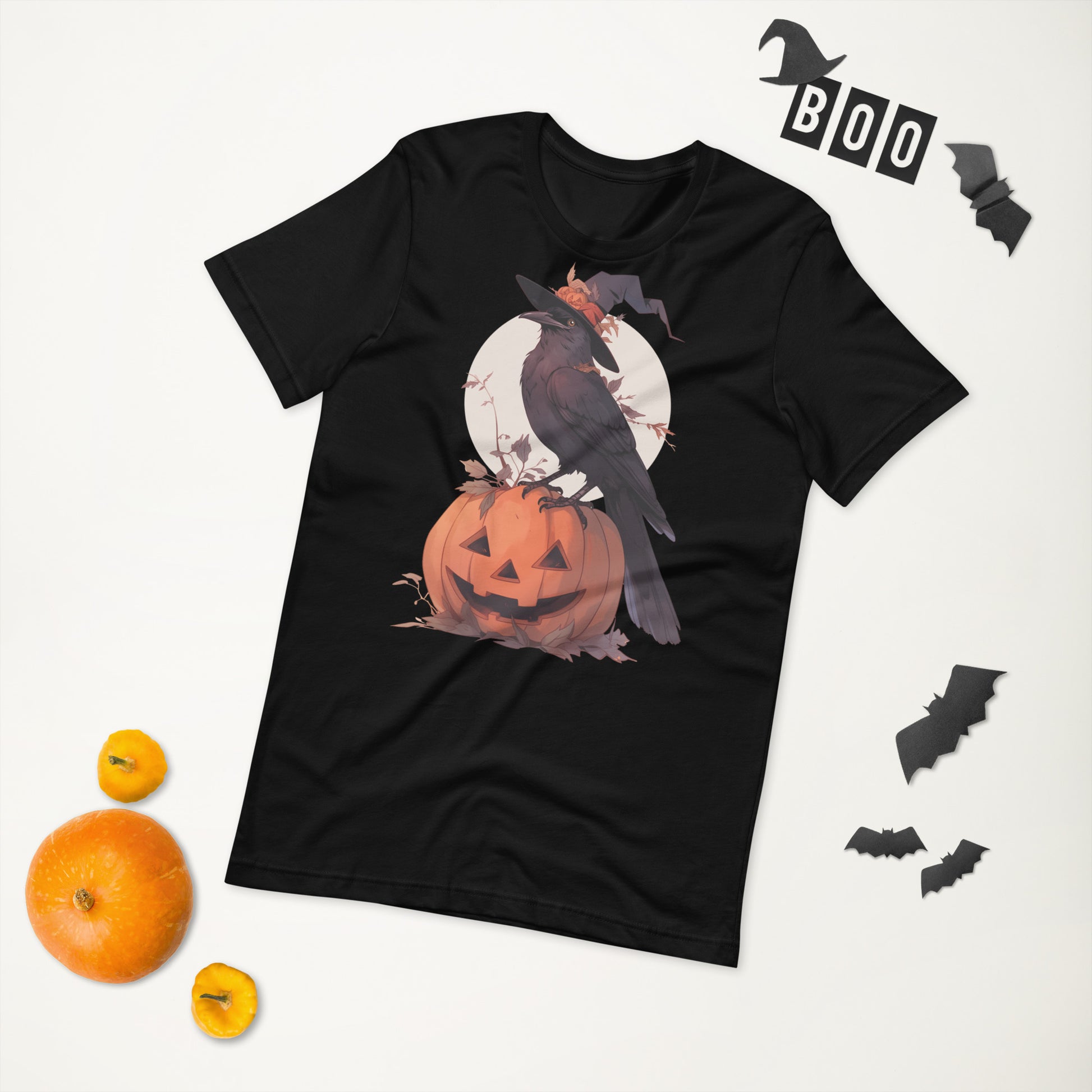 HallowRaven short sleeve unisex t-shirt black flat