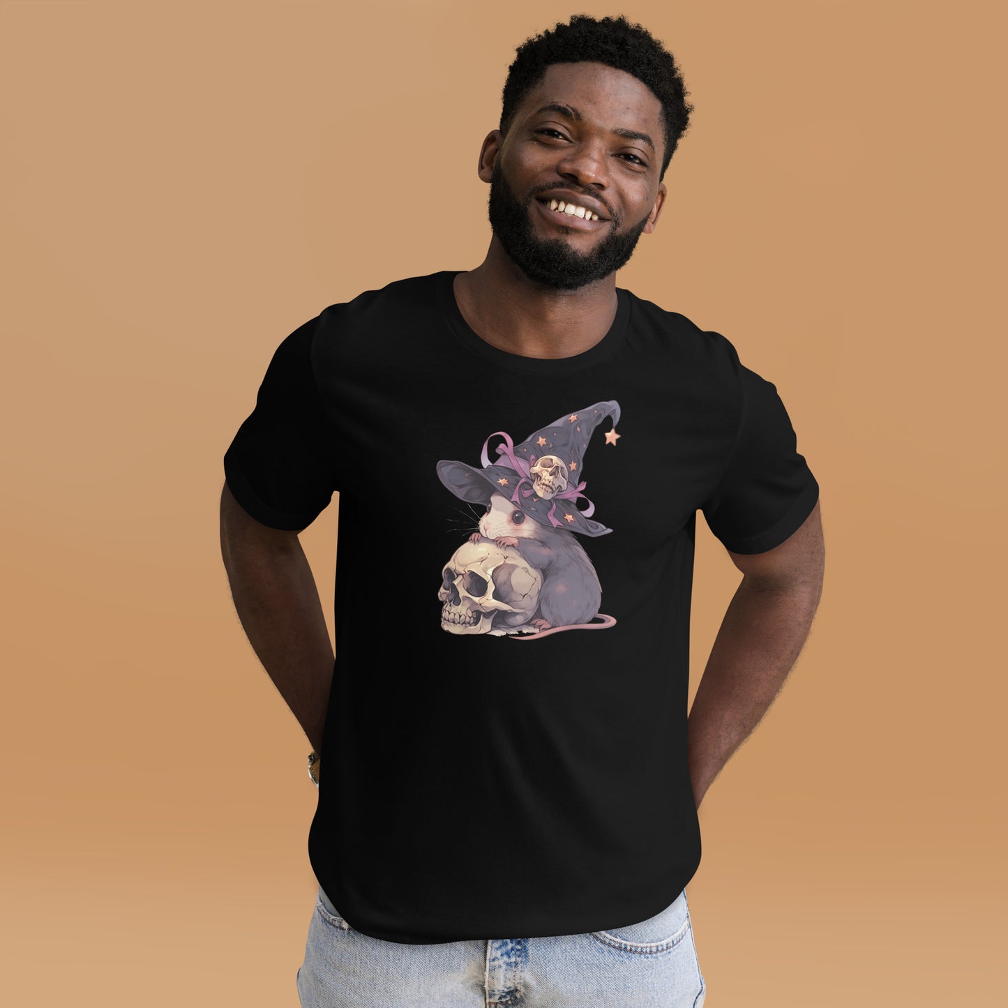 Witchy Rat short sleeve unisex t-shirt black mockup