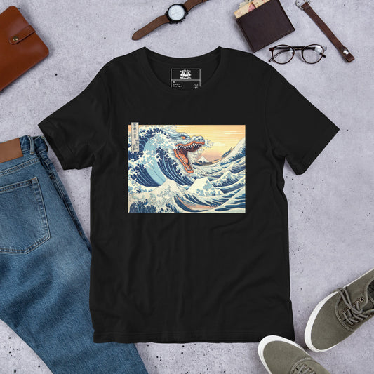 The-Great-Wave-of-Godzilla_Short-sleeve_Unisex_T-shirt_Black_Flat