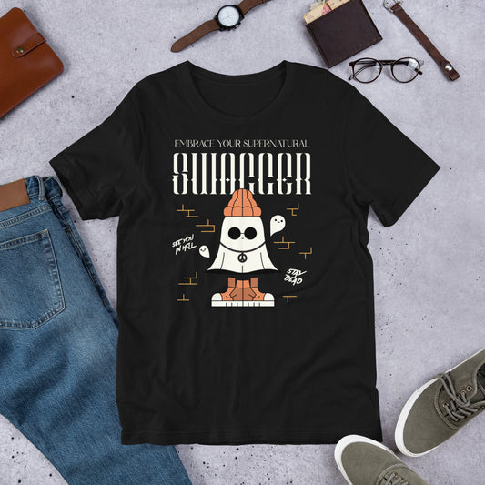 Embrace Your Supernatural Swagger Short-sleeve Unisex T-shirt Black Flat