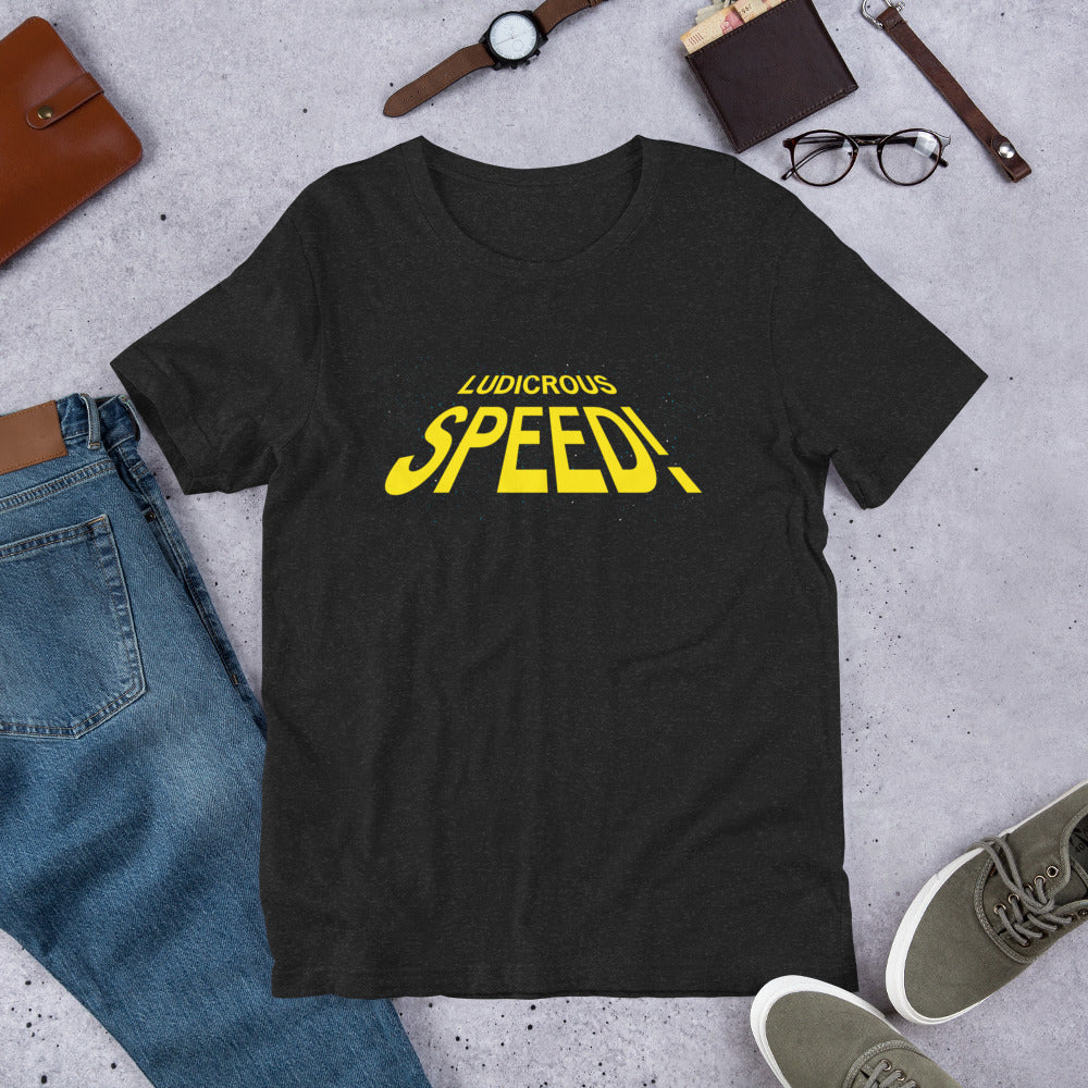 Ludicrous Speed Short-sleeve Unisex T-shirt Heather Black Flat