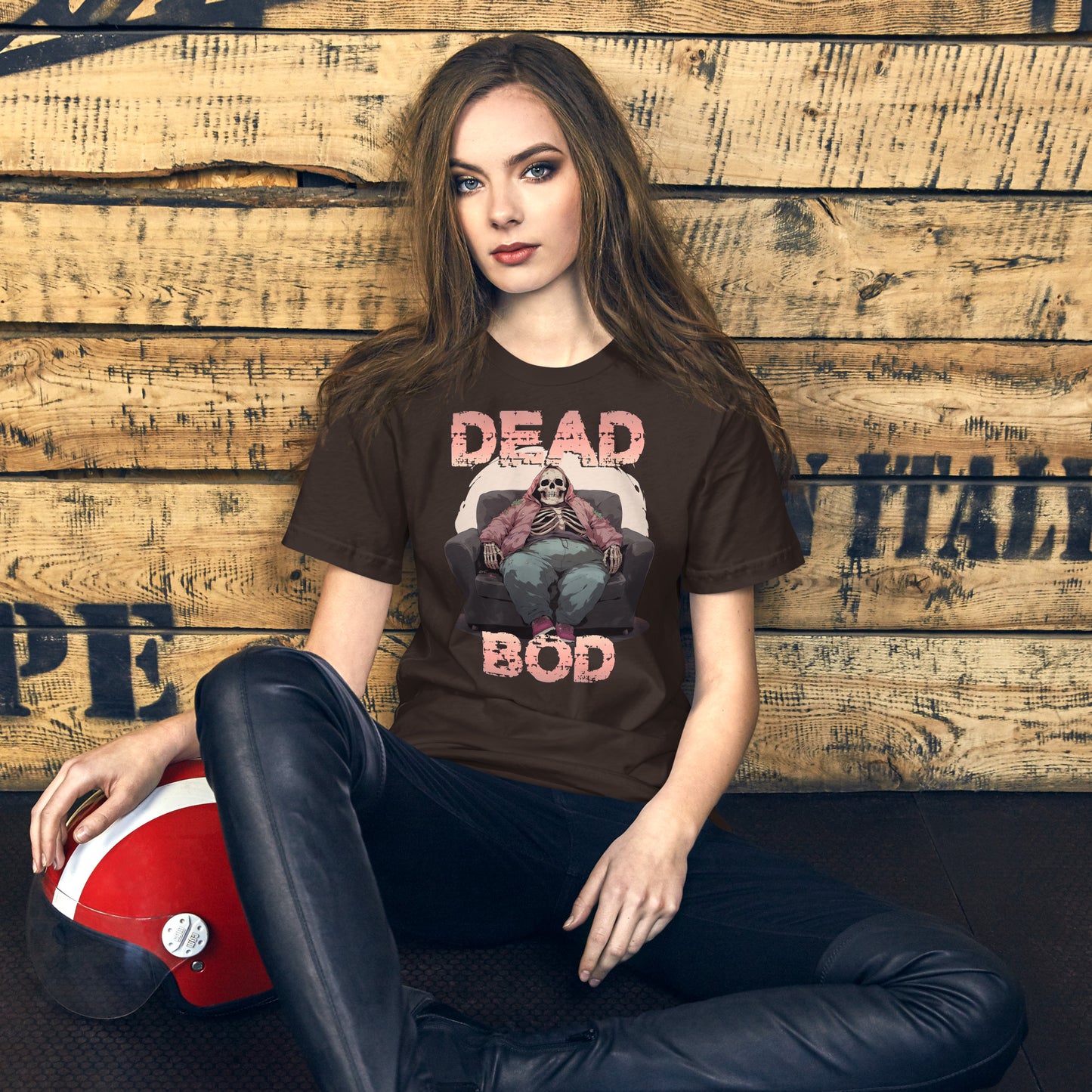 Deadbod_short_sleeve_unisex_t-shirt_brown_mockup