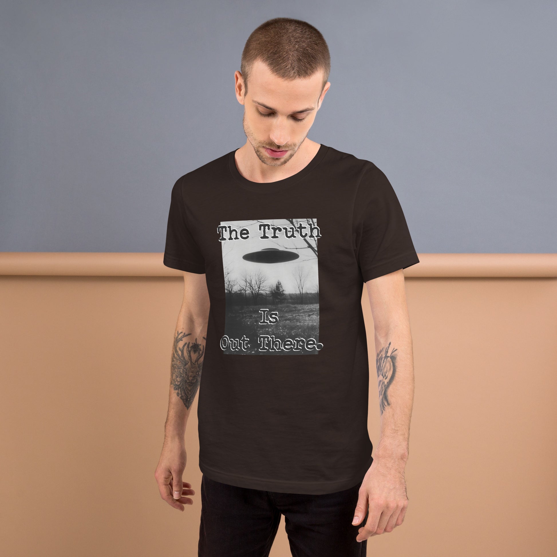 The Truth Is Out There Short-sleeve Unisex T-shirt Brown Mockup