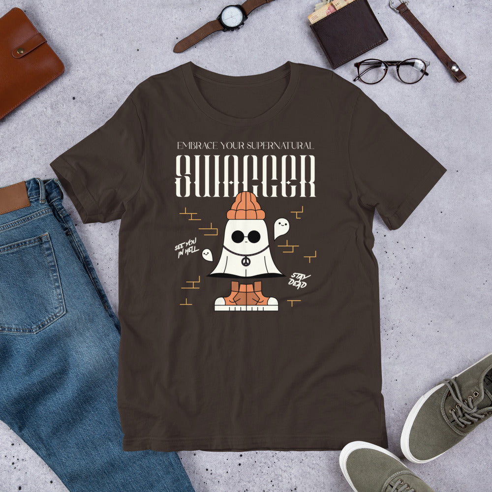 Embrace Your Supernatural Swagger Short-sleeve Unisex T-shirt Brown Flat