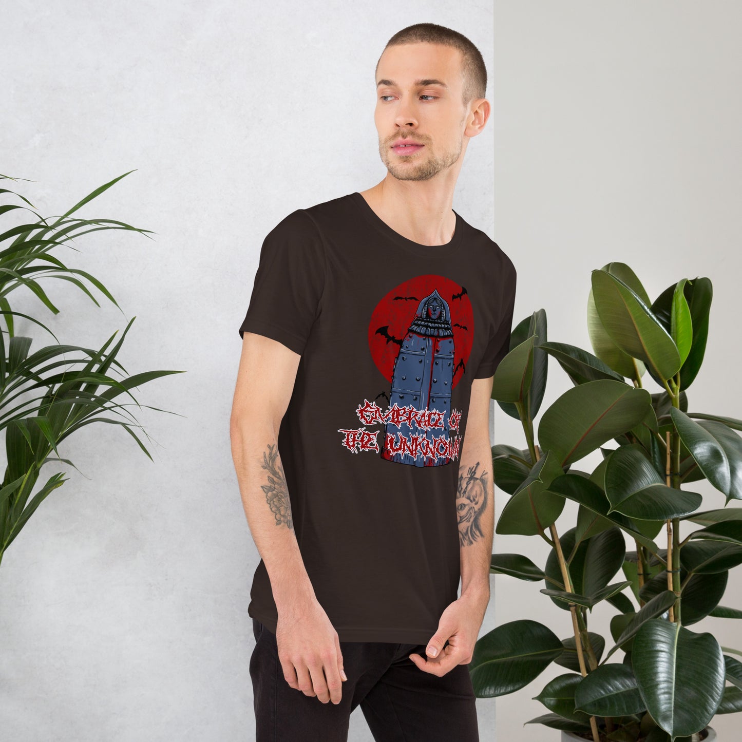 Embrace of the Unknown Short-sleeve Unisex T-shirt Brown Mockup