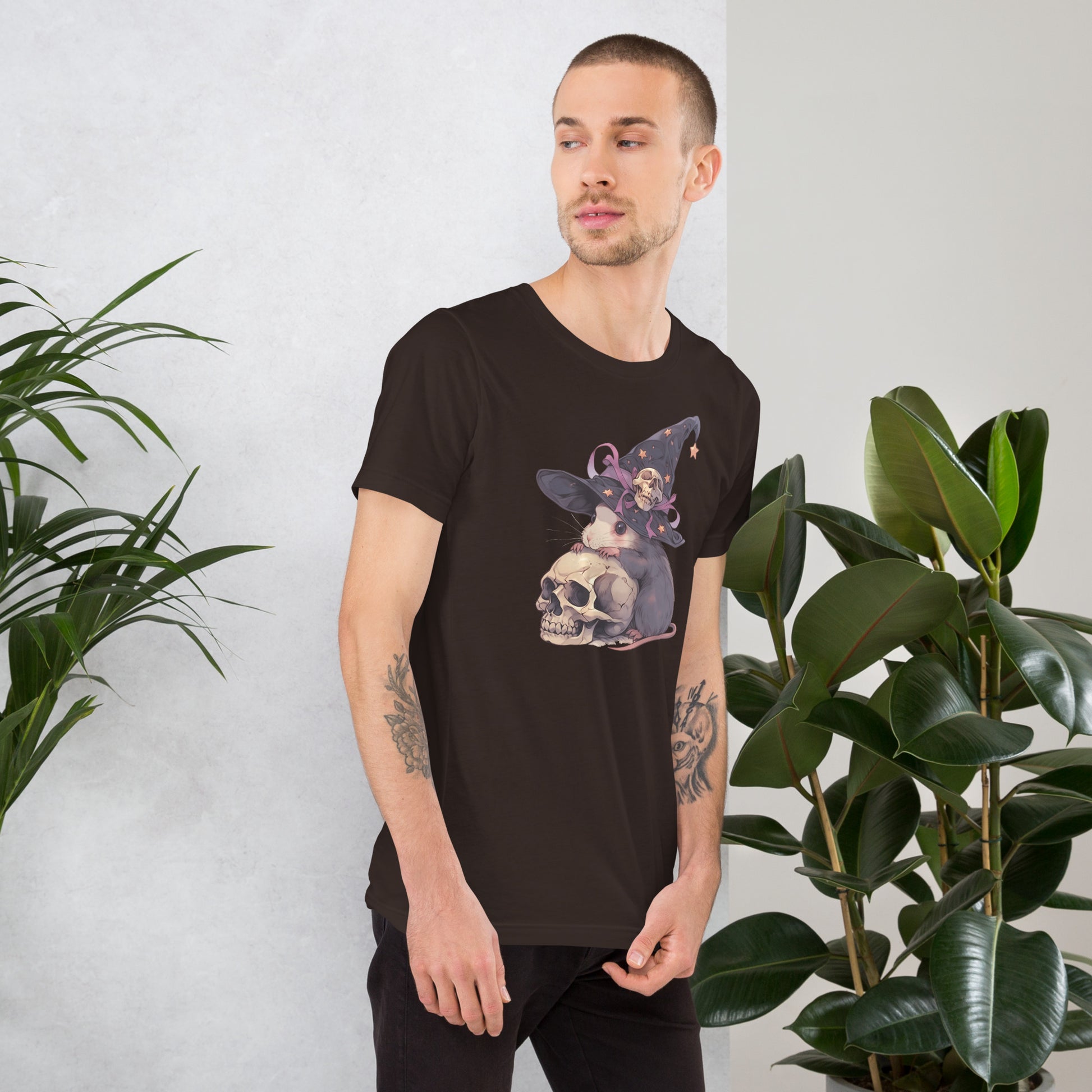 Witchy Rat short sleeve unisex t-shirt brown mockup