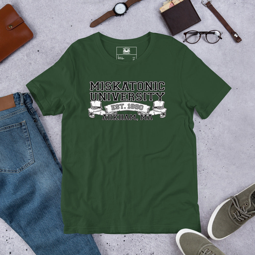 Miskatonic University Arkham MA Short-sleeve Unisex T-shirt Green Flat
