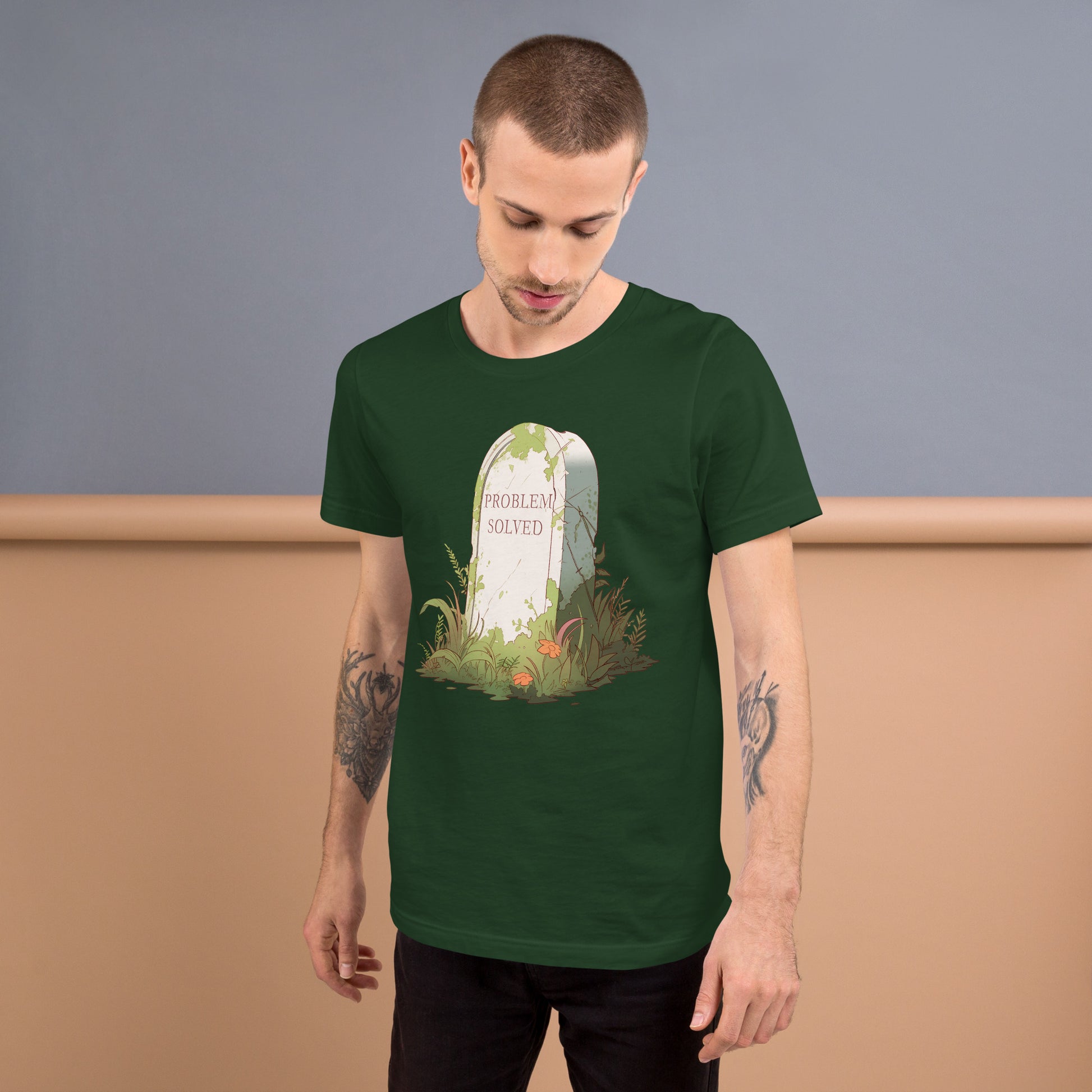 Problem Solved short sleeve unisex t-shirt forest green mockup